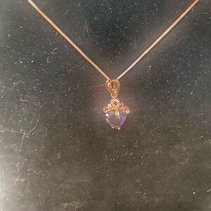 Elegant Purple Pendant and Rose Gold Plated Sterling Necklace